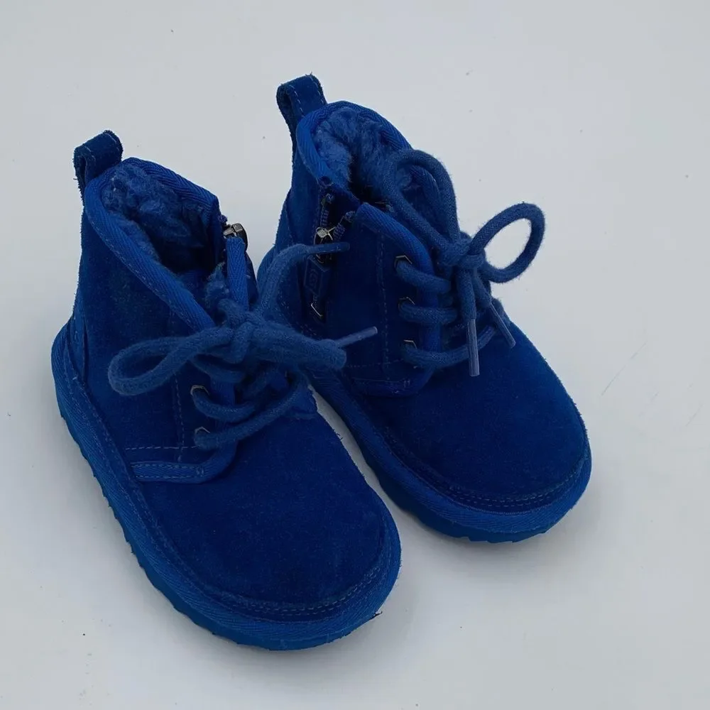 UGG Kids Jorie Blue Suede Boots – Size 7
